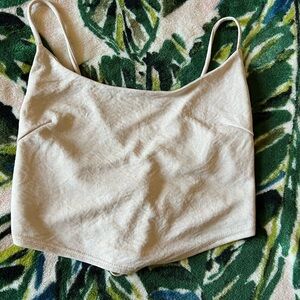 Beige Spaghetti Strap Crop Top